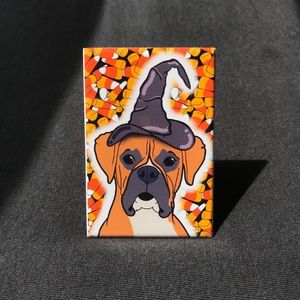 Boxer Halloween Magnet, Cute Handmade Holiday Pet Portrait Decor & Gift 2x3"